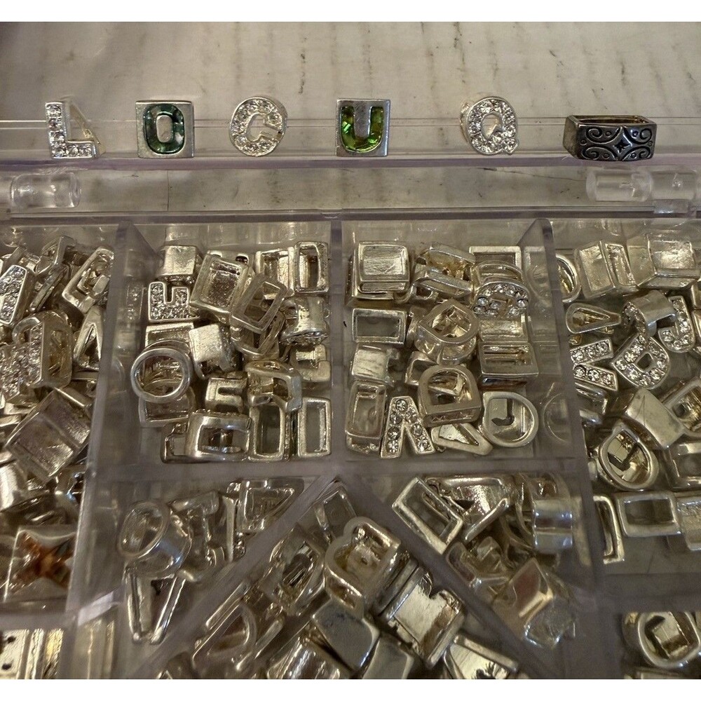 Bracelet sliders alphabet rhinestones, letters italian charms Assorted Random